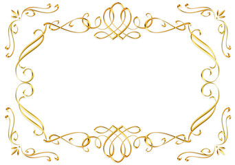 Metallic golden ornamental frame.  Vintage calligraphic decoration.