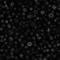 Hand Drawn white Snowflakes Christmas Seamless Pat