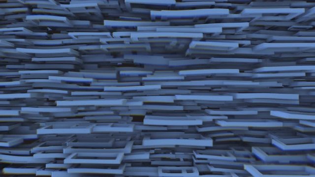 Distorted bricks, frames, blocks fragments background, big data information wall, geometry fractals art, blockchain.