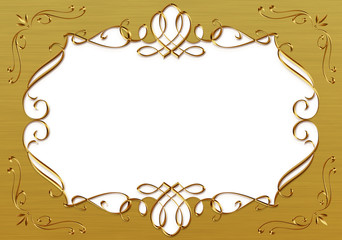Metallic golden ornamental frame.  Vintage calligraphic decoration.