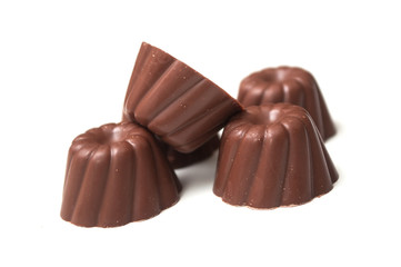 Group of Chocolates in shaped kouglofs on white background