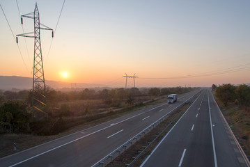 One truck on the road