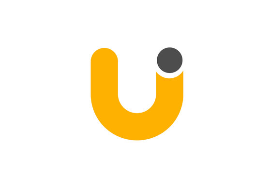 letter U logo alphabet design icon for business yellow grey