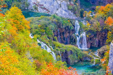 Waterfalls in Plitvice Lakes National Park, Croatia