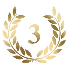 Third birthday gold laurel wreath vector isolated on a white background 