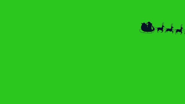 Santa Sleigh Reindeer Silhouettes Green Screen Christmas 3D Rendering Animation