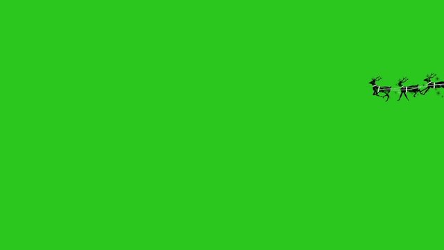 Santa Sleigh Silhouettes Black Particles Green Screen Christmas 3D Rendering Animation