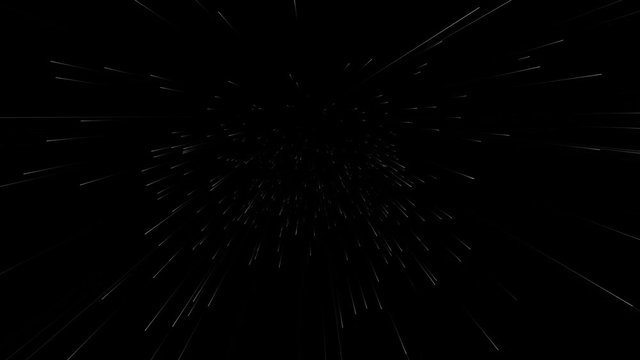 Line of star in dark space or warp move.