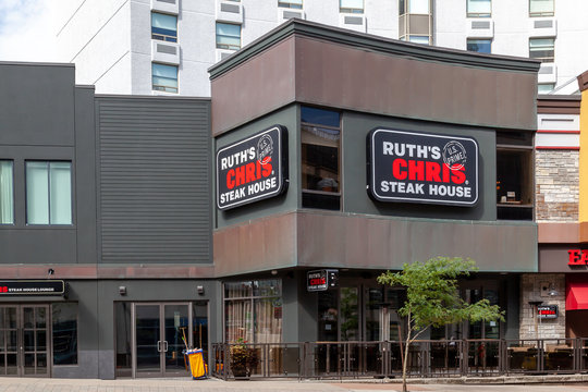 Niagara Falls, Ontario, Canada - September 3, 2019: Entrance of Ruth's Chris Steak House Restaurant in Niagara Falls, Ontario, Canada. Ruth's Chris Steak House is a chain of over 100 steakhouses.  