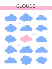 Clouds collection - set of colorful vector elements