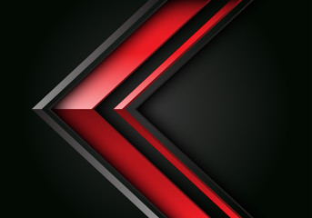 Abstract red grey line arrow 3D direction on black design modern futuristic background vector illustration.