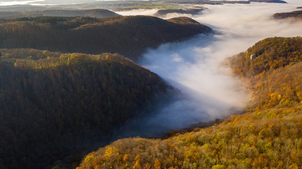 Fototapeta na wymiar Herbst auf der Schwäbischen Alb - Luftbild