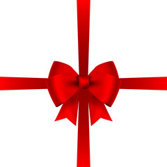 Red bow for gift and greeting card isolated on white