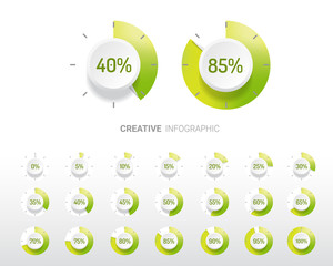 Set of circle percentage diagrams for infographics.