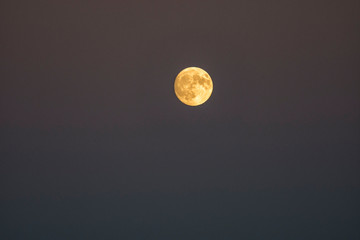 Full Moon on dark sky background. Close up view. Selective focus.