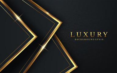background luxury VIP 3d abstract modern and dark black color with line Gold Sparkles glitter and gradient decoration shapes geometric Polished vector , design elements