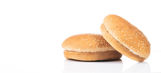 hamburger bread with sesame on white background