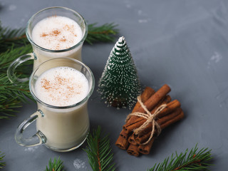 Winter and Christmas hot drink eggnog