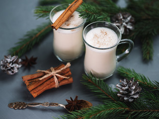 Winter and Christmas hot drink eggnog