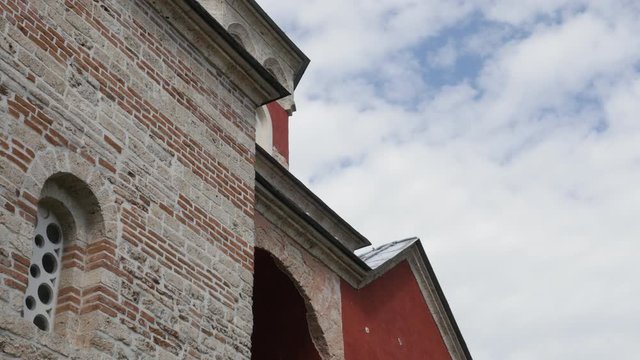 Details of Zica monastery building exterior 4K tilting video