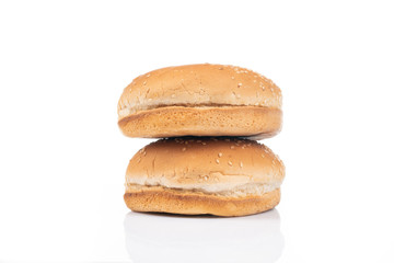 hamburger bread with sesame on white background