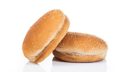 hamburger bread with sesame on white background