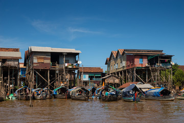 Fototapeta na wymiar Kompong Khleang Floating Village at Lake Tonle Sap Cambodia
