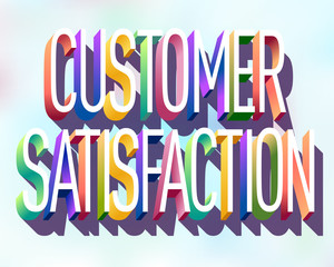 Colorful illustration of "Customer satisfaction" text