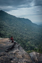 man in beautiful landscape in Champasak Province, Laos