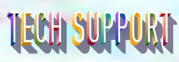 Colorful illustration of "Tech Support" text