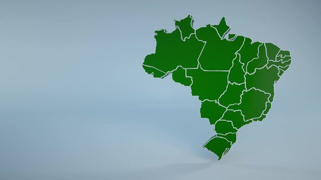 Brazil Map, States and Regions States. 3D Brazilian map intro background. 3D Rendering. 4k