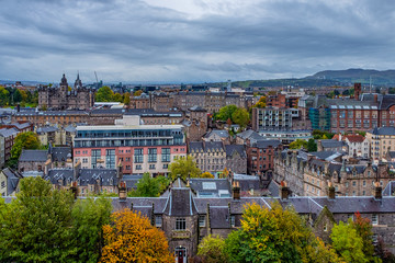 Bird eye view of the medieval Edinburgh, Scotland, UK