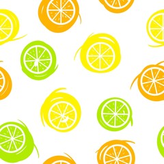 set of citrus fruits isolated on white background