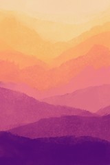 Abstract wallpaper with pink and orange landscape with mountains