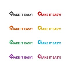 Text Make It Easy color icon set isolated on white background