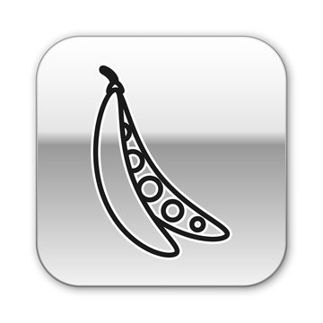 recommend clip art: Black line Kidney beans icon isolated on white background. Silver square button. Vector Illustration