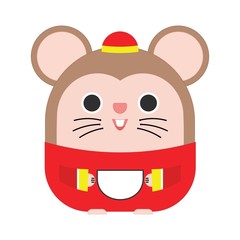 Happy Chinese New Year 2020. Rat Icon Chinese New Year 2020. Greeting card with cute character rat cartoon.