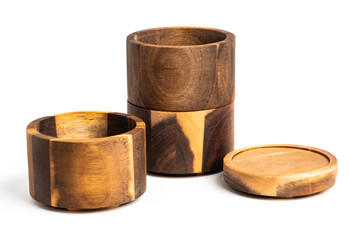 Stacking Bamboo Wood Condiments Vessel