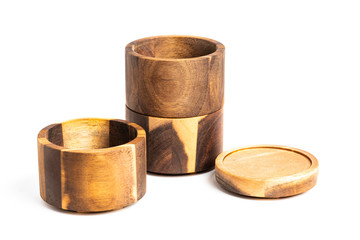 Stacking Bamboo Wood Condiments Vessel