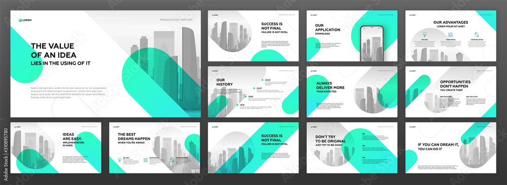 Canvas Prints powerpoint presentation templates set for business and real estate. use for keynote presentation, br