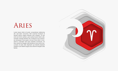 Paper cut Aries zodiac sign icon isolated on white background. Astrological horoscope collection. Paper art style. Vector Illustration