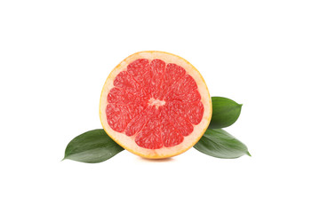 Half of juicy ripe grapefruit isolated on white background