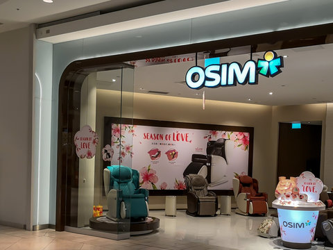 Markham, Ontario, Canada - March 13, 2019: OSIM store front in CF Markville Shopping centre in Markham, Canada. OSIM was established in Singapore as an electrical and household appliance company.