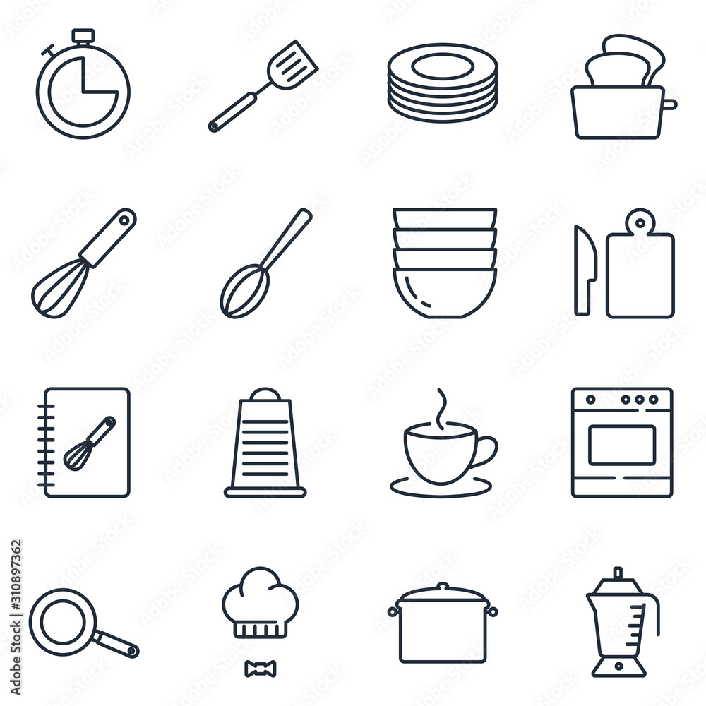 Poster set cooking icon template color editable. kitchen pack symbol vector sign isolated on white backgrou