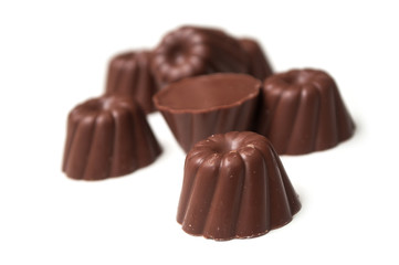 Group of Chocolates in shaped kouglofs on white background