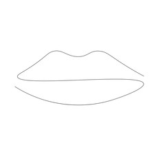 Lipstick kiss. One line drawing. Vector illustration