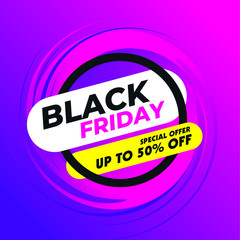 Black friday sale banner layout Vector design with pink, yellow and black abstract background, trendy and modern design