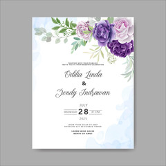 beautiful and elegant flower and leaves wedding invitation