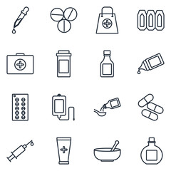 set Medical Drugs icon template color editable. Medical Assistance pack symbol vector sign isolated on white background illustration for graphic and web design.