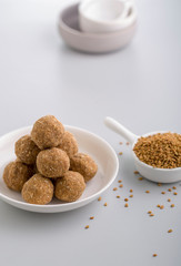 Fenugreek Laddu Made From Fenugreek Seeds, Saunf And Jaggery, or Methi Ke Laddu  or Methi ki Pinni